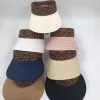 Wholesale of leopard-print hats, summer folding hollow hats, sunshade straw hats, sun protection and UV protection beach hats Item Picture